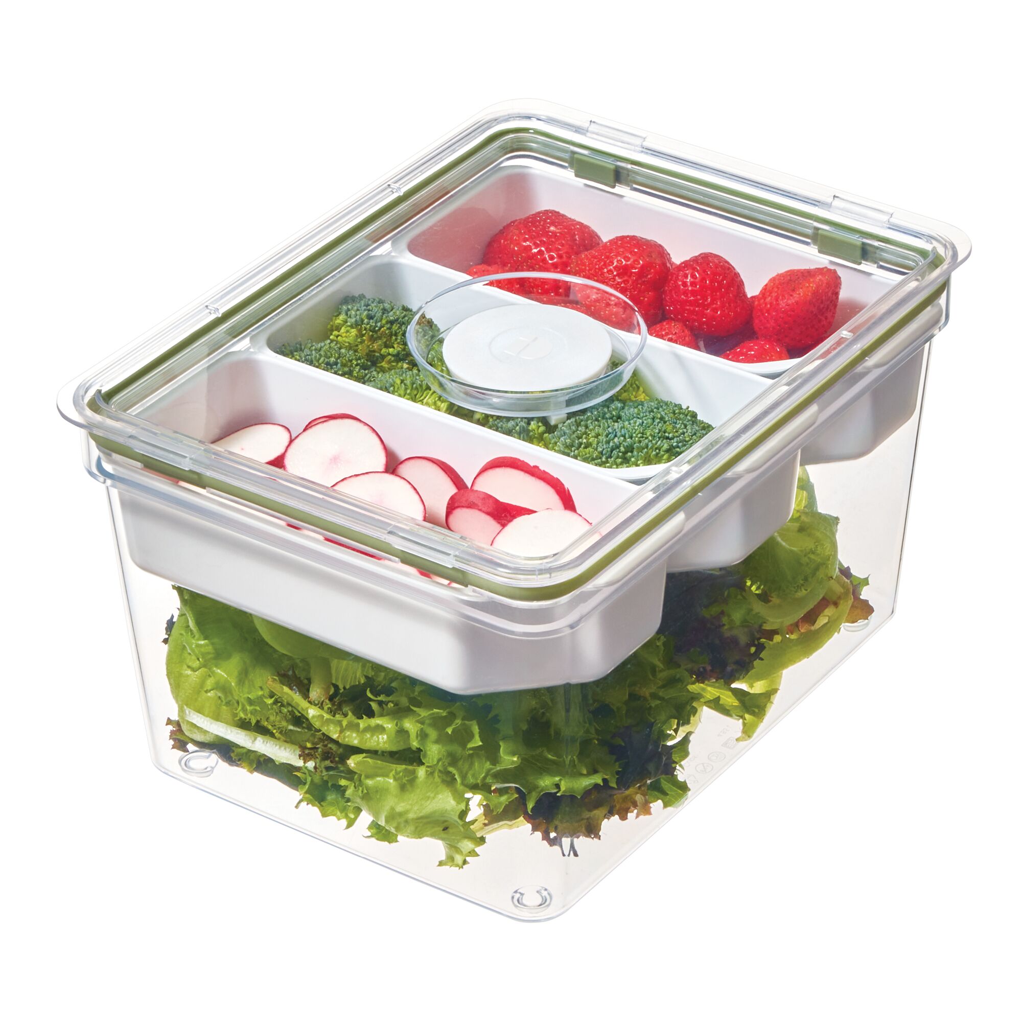 Large Produce Bin with 3 Dividers made with Recycled Plastic