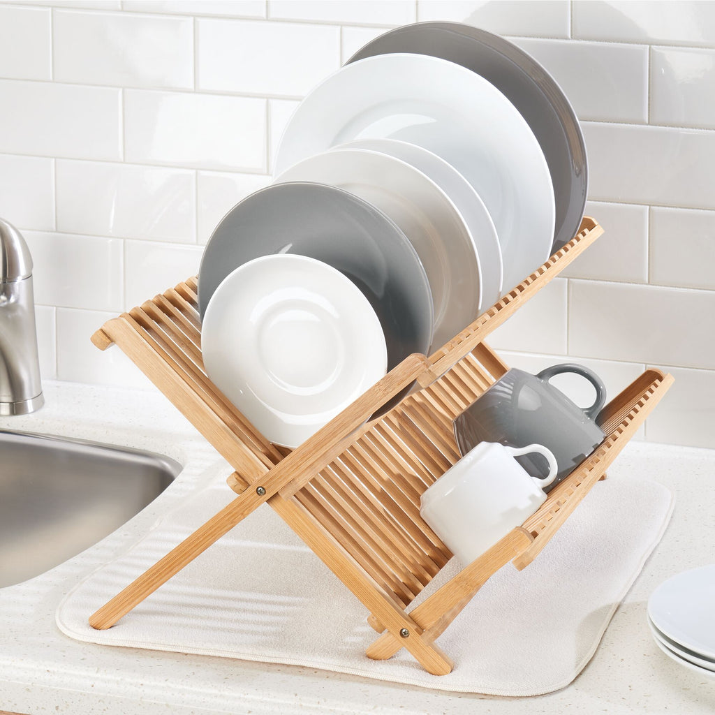 Bamboo Folding Collapsible Dish Drying Rack
