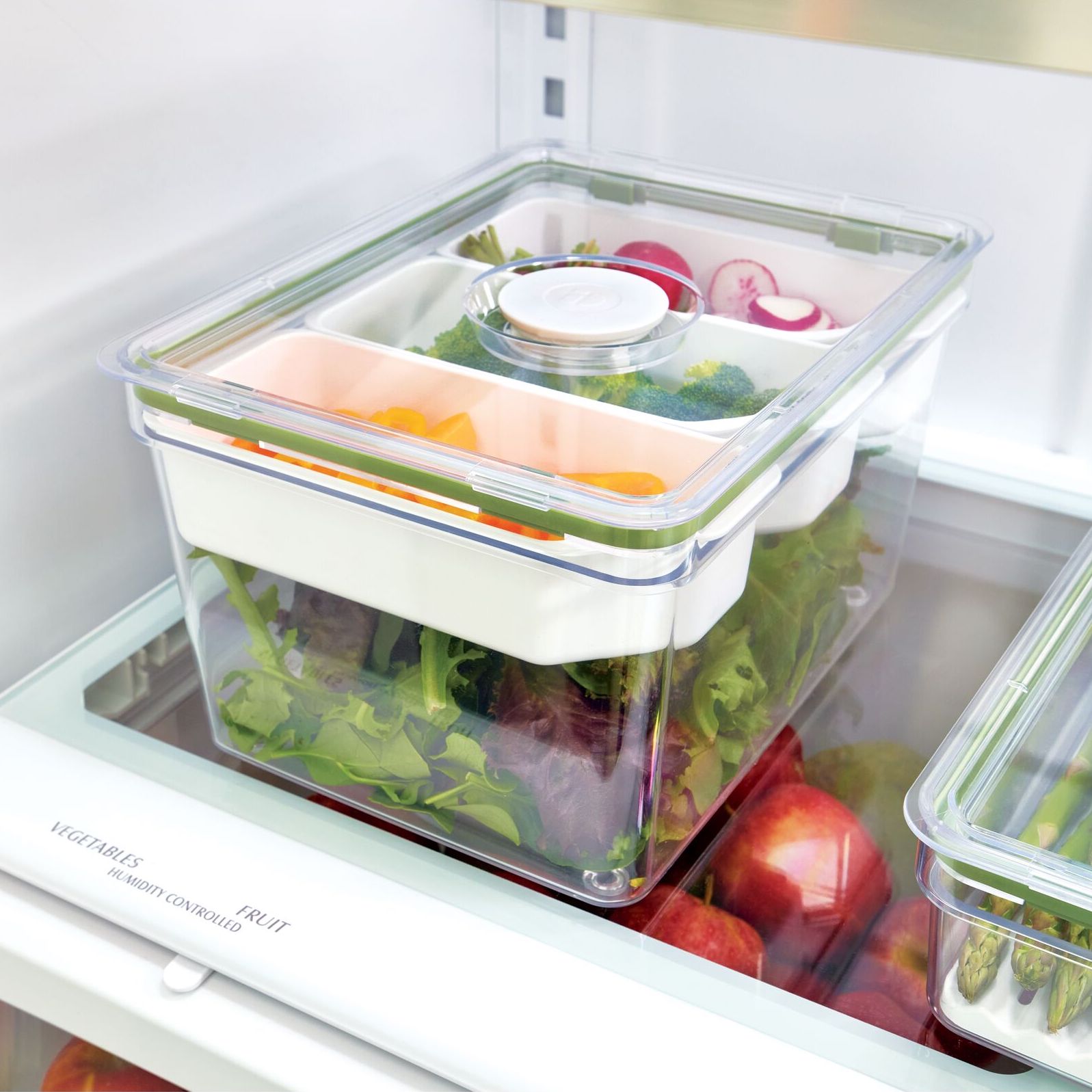 Large Produce Bin with 3 Dividers made with Recycled Plastic