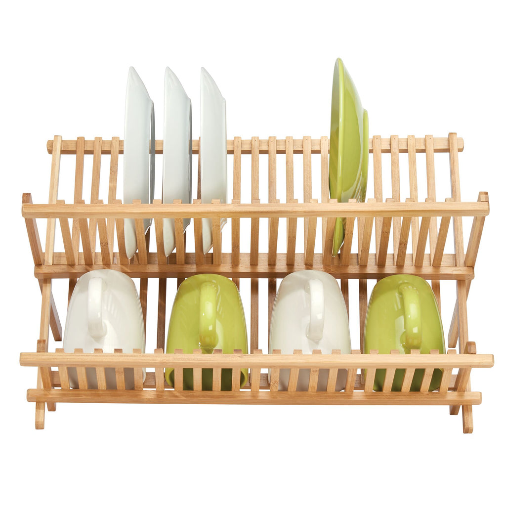 Bamboo Folding Collapsible Dish Drying Rack